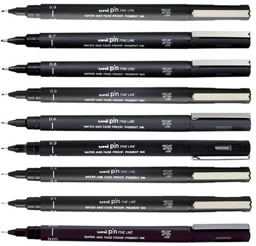 Fineliner Uni-ball Pin Brush Art set à 5 stuks assorti-2