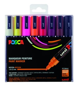 Paintmarker Uni POSCA PC5M medium warm assorti set à 8 stuks