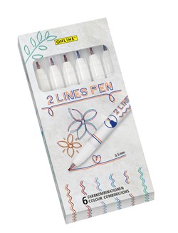 Fineliner Online 2-lijnen assorti doos à 6 stuks