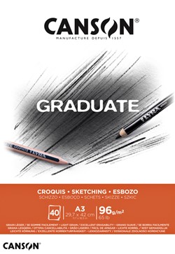 Schetspapier Canson Graduate Sketch 40vel 96gr A3 natuurlijk wit