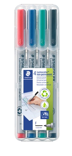 Viltstift Staedtler Lumocolor 316 non permanent F set à 4 stuks assorti