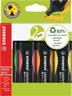 Markeerstift STABILO GREEN BOSS 6070/4 assorti etui à 4 stuks